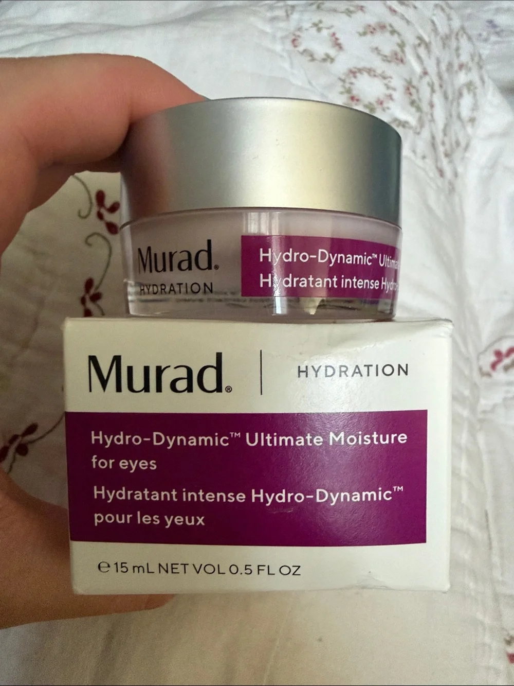 Murad Eye Cream Jar with Pink Label and Silver Lid
